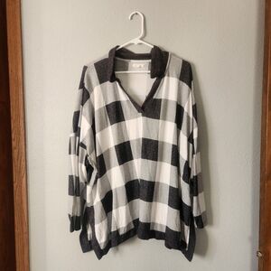 Maurices Black and White V-Neck Sweater/Long Sleeve